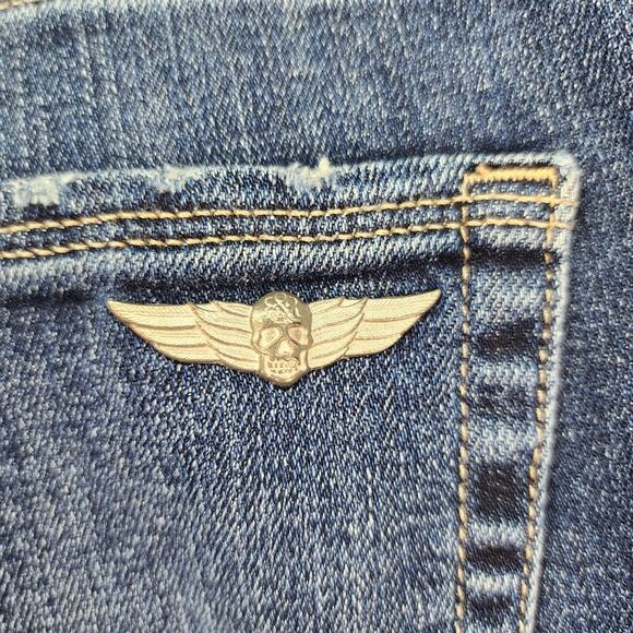 Rock & Republic Berlin SZ 2 26 x28 Low Rise Jeans Distress Embroidered Stretchy - Picture 11 of 16